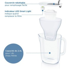 Carafe filtrante BRITA - Style Bleu - Capacité 2,4L dont 1,4L d'eau f