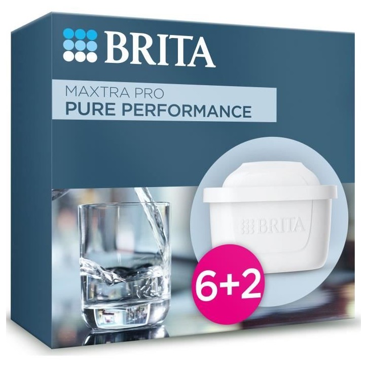 Cartouche BRITA - MAXTRA PRO Pure Performance All-In-1 - Pack 6+2 - Jusqu'a 1200L d'eau filtrée Cartouche BRITA - MAXTRA PRO Pure Performance All-In-1 - Pack 6+2 - Jusqu'a 1200L d'eau filtrée