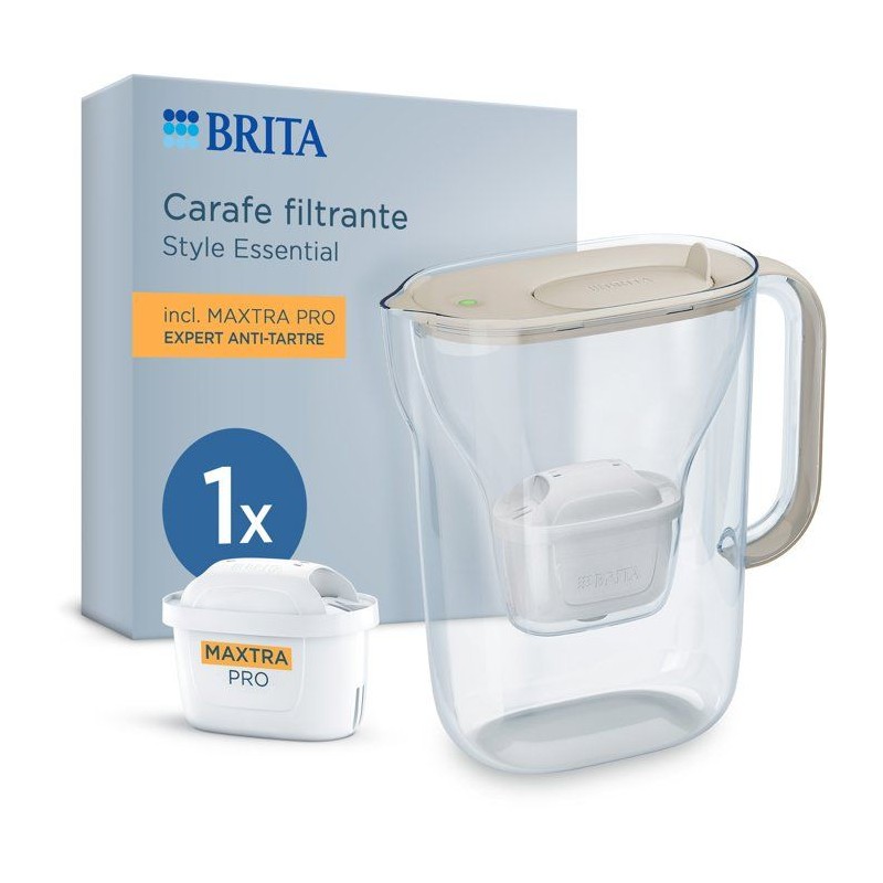 Carafe filtrante BRITA - Style Essential Sable - Capacité 2,4L dont 1
