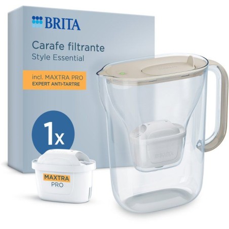 Carafe filtrante BRITA - Style Essential Sable - Capacité 2,4L dont 1