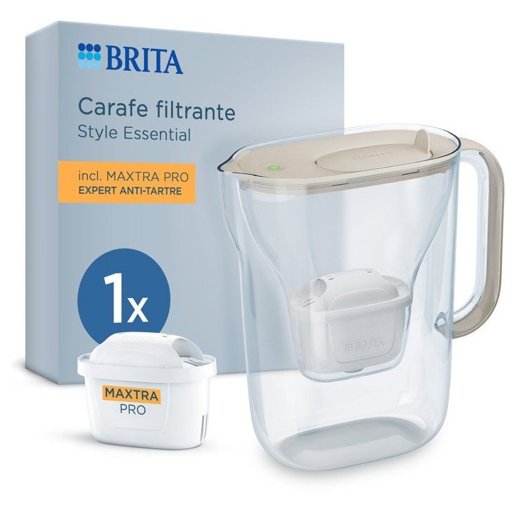 Carafe filtrante BRITA - Style Essential Sable - Capacité 2,4L dont 1,4L d'eau filtrée - 1 mois MAXTRA PRO EXPERT ANTI-TARTRE Carafe filtrante BRITA - Style Essential Sable - Capacité 2,4L dont 1,4L d'eau filtrée - 1 mois MAXTRA PRO EXPERT ANTI-TARTRE
