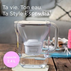 Carafe filtrante BRITA - Style Essential Sable - Capacité 2,4L dont 1,4L d'eau filtrée - 1 mois MAXTRA PRO EXPERT ANTI-TARTRE