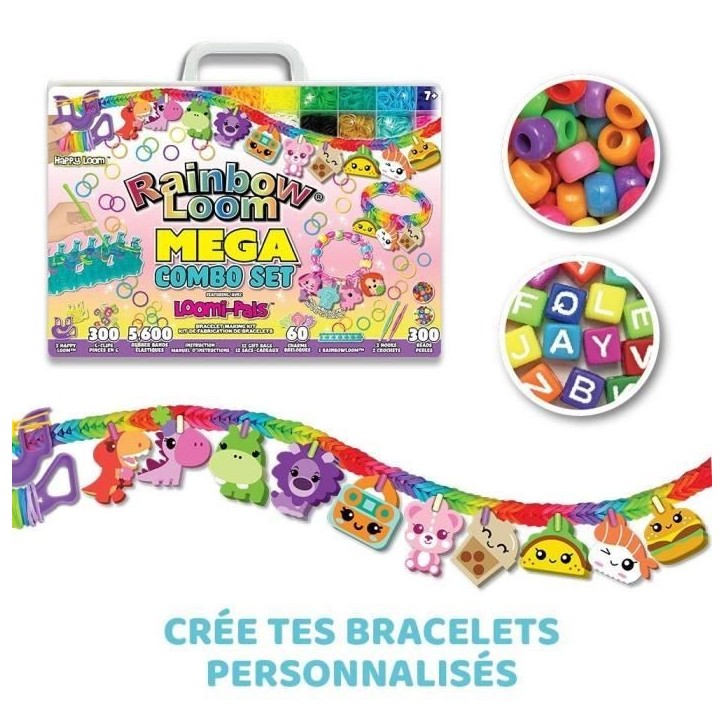 Kit de fabrication de bracelets Rainbow Loom - Métier a tisser avec 5600 élastiques, charms et perles - BANDAI Kit de fabrication de bracelets Rainbow Loom - Métier a tisser avec 5600 élastiques, charms et perles - BANDAI