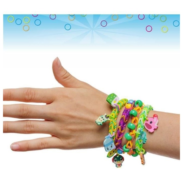 Kit de fabrication de bracelets Rainbow Loom - Métier a tisser avec 5600 élastiques, charms et perles - BANDAI Kit de fabrication de bracelets Rainbow Loom - Métier a tisser avec 5600 élastiques, charms et perles - BANDAI