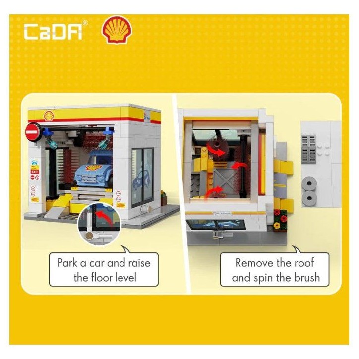 CADA Bâtiments - Jeu de construction - Station de lavage Shell - 294 pieces - Des 8 ans CADA Bâtiments - Jeu de construction - Station de lavage Shell - 294 pieces - Des 8 ans