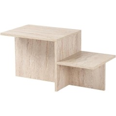 Table basse - HARMONY - Rectangulaire - Effet travertin - 80 x 40 x 40