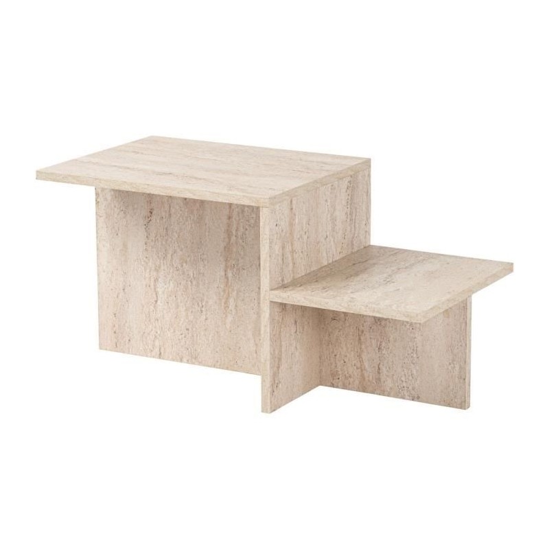 Table basse - HARMONY - Rectangulaire - Effet travertin - 80 x 40 x 40