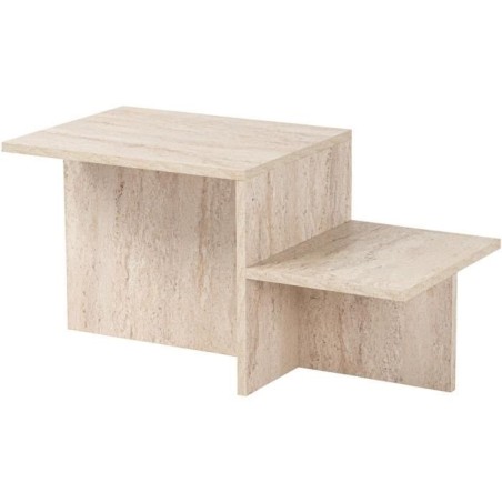 Table basse - HARMONY - Rectangulaire - Effet travertin - 80 x 40 x 40