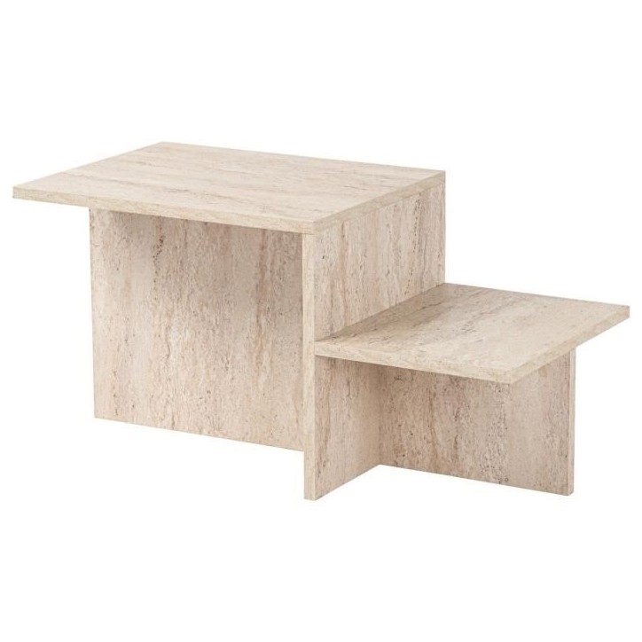 Table basse - HARMONY - Rectangulaire - Effet travertin - 80 x 40 x 40 cm
