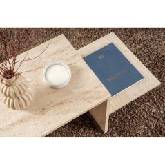 Table basse - HARMONY - Rectangulaire - Effet travertin - 80 x 40 x 40