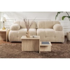 Table basse - HARMONY - Rectangulaire - Effet travertin - 80 x 40 x 40