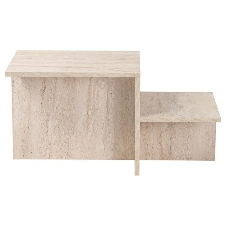 Table basse - HARMONY - Rectangulaire - Effet travertin - 80 x 40 x 40 cm