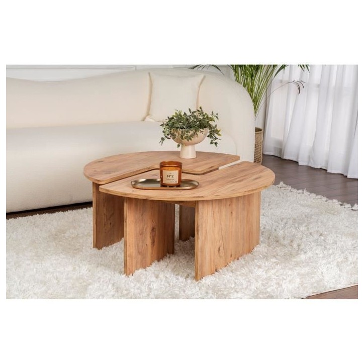 Table basse - MOIRA - Ronde - Pin Atlantique - 90 x 90 x 41 cm Table basse - MOIRA - Ronde - Pin Atlantique - 90 x 90 x 41 cm