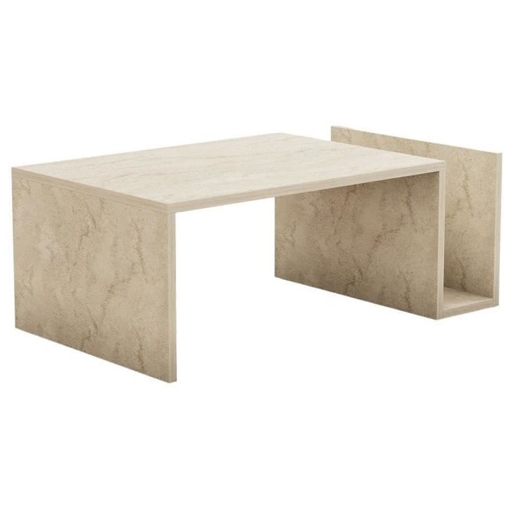 Table basse - MEMO - Rectangulaire - Effet marbre Travertin - 86,8 x 32,4 x 50 cm Table basse - MEMO - Rectangulaire - Effet marbre Travertin - 86,8 x 32,4 x 50 cm