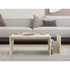 Table basse - MEMO - Rectangulaire - Effet marbre Travertin - 86,8 x 3
