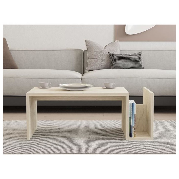 Table basse - MEMO - Rectangulaire - Effet marbre Travertin - 86,8 x 32,4 x 50 cm Table basse - MEMO - Rectangulaire - Effet marbre Travertin - 86,8 x 32,4 x 50 cm
