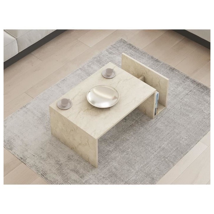 Table basse - MEMO - Rectangulaire - Effet marbre Travertin - 86,8 x 32,4 x 50 cm Table basse - MEMO - Rectangulaire - Effet marbre Travertin - 86,8 x 32,4 x 50 cm