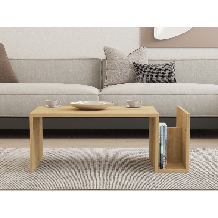 Table Basse MEMO – Chene Saphir – Plateau Relevable & Rangement Intégré – L 86,8 cm x P 32,4 x H 50 cm Table Basse MEMO – Chene Saphir – Plateau Relevable & Rangement Intégré – L 86,8 cm x P 32,4 x H 50 cm