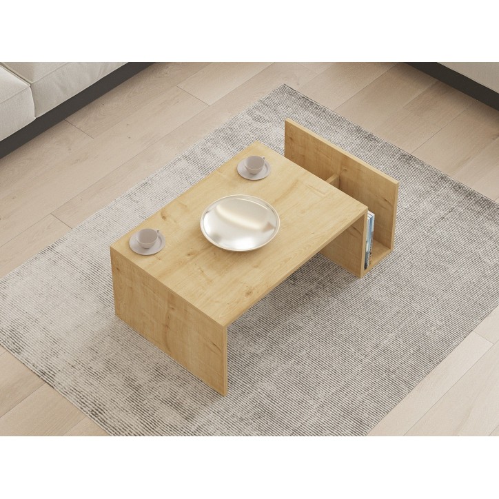 Table Basse MEMO – Chene Saphir – Plateau Relevable & Rangement Intégré – L 86,8 cm x P 32,4 x H 50 cm Table Basse MEMO – Chene Saphir – Plateau Relevable & Rangement Intégré – L 86,8 cm x P 32,4 x H 50 cm