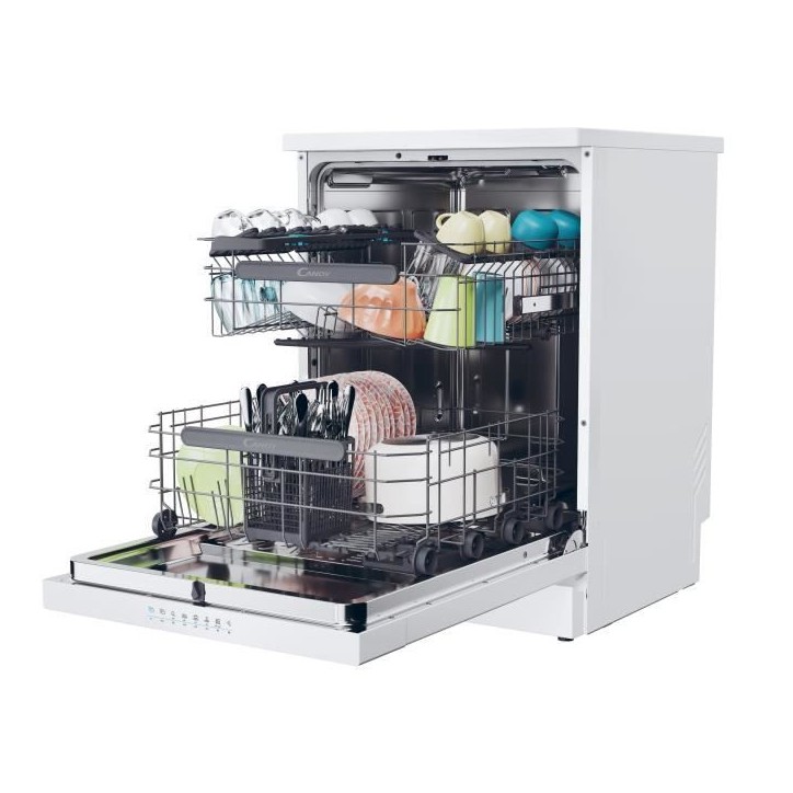 Lave-vaisselle pose libre CANDY CF6C4F2W Rapido - 16 couverts - 44dB - Maxi Cuve - Connecté - Blanc