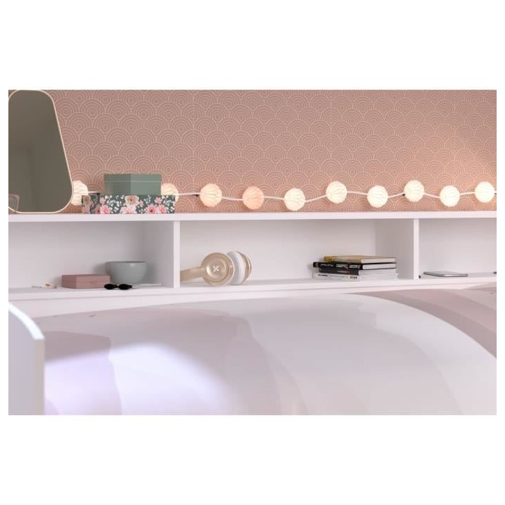 Lit banquette 2 tiroirs 90 x 200/190 cm - MDF - Mat décor chene et blanc - JOY - 2339ENSE