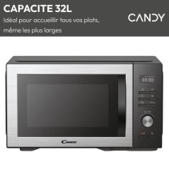 Micro-ondes Gril Candy Essenza CMGA31EDLB 1000W 31L Digital Noir - Fonction Nettoyage Auto - 5 Niveaux de Puissance -10 Menus Au