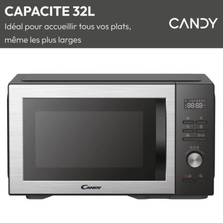 Micro-ondes Gril Candy Essenza CMGA31EDLB 1000W 31L Digital Noir - Fonction Nettoyage Auto - 5 Niveaux de Puissance -10 Menus Au