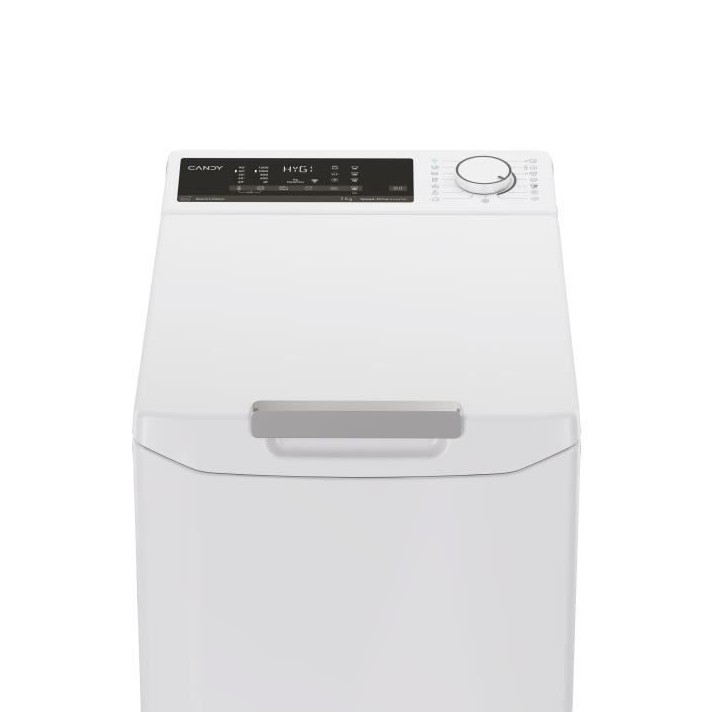 Lave-linge top CANDY TCA274TM4-S ProWash 500 -7 kg - 1200 trs/min - Connecté - Classe B - Blanc Lave-linge top CANDY TCA274TM4-S ProWash 500 -7 kg - 1200 trs/min - Connecté - Classe B - Blanc
