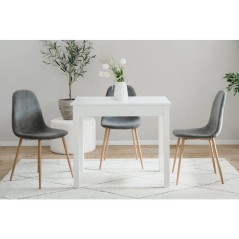 Table a manger CAPRI - Blanc - Carré - 4 personnes - 90 x 67 x 76 cm