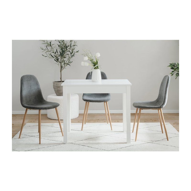 Table a manger CAPRI - Blanc - Carré - 4 personnes - 90 x 67 x 76 cm