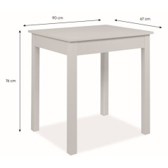 Table a manger CAPRI - Blanc - Carré - 4 personnes - 90 x 67 x 76 cm