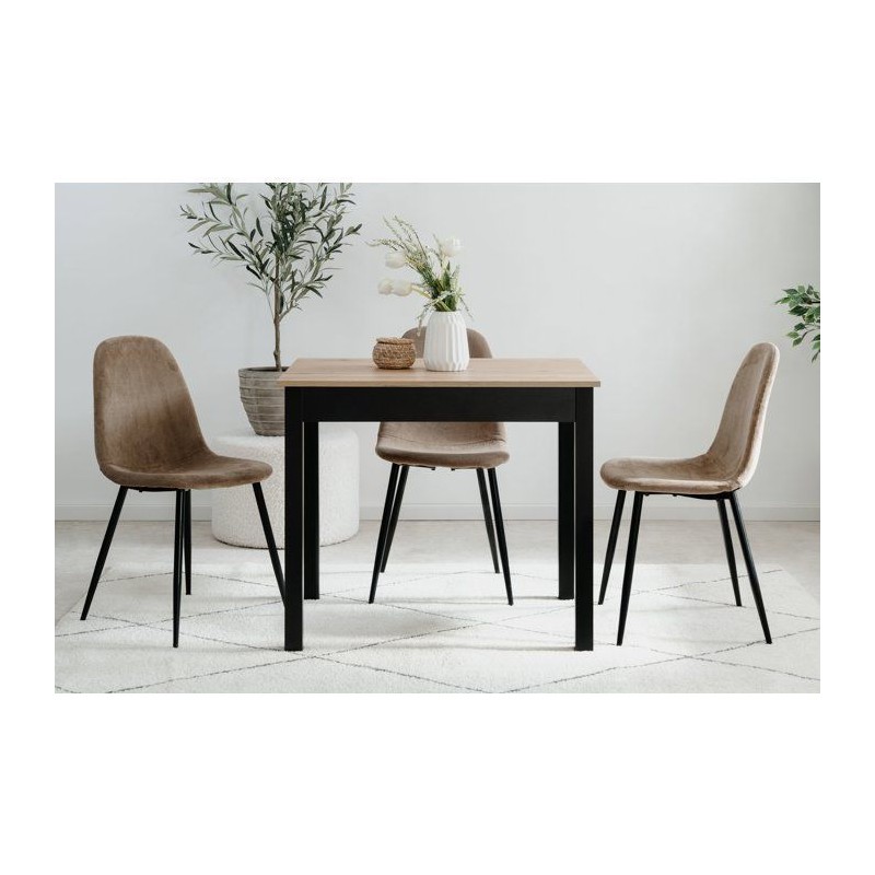 Table a Manger CAPRI - Chene Artisan & Noir - Carré - 4 personnes - 9