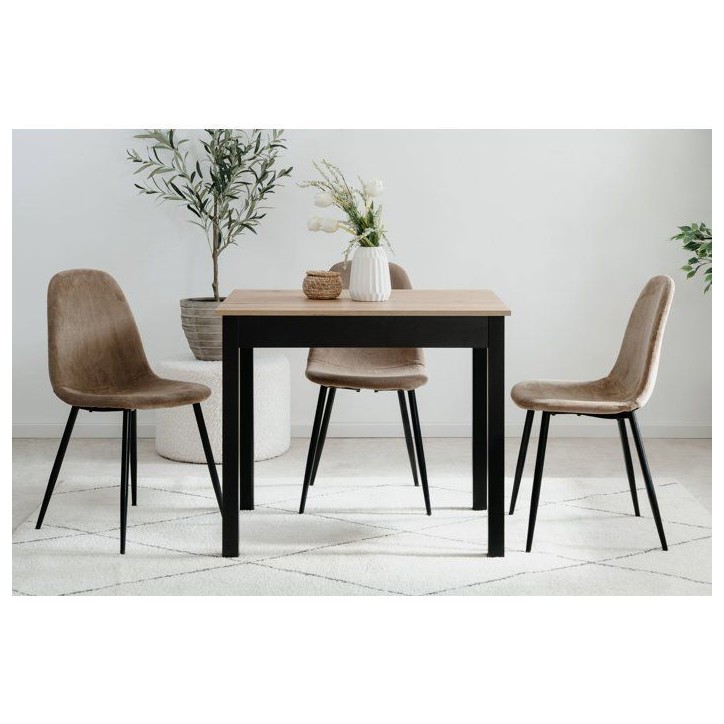 Table a Manger CAPRI - Chene Artisan & Noir - Carré - 4 personnes - 90 x 67 x 76 cm Table a Manger CAPRI - Chene Artisan & Noir - Carré - 4 personnes - 90 x 67 x 76 cm