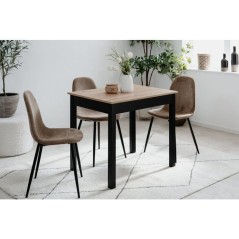 Table a Manger CAPRI - Chene Artisan & Noir - Carré - 4 personnes - 90 x 67 x 76 cm