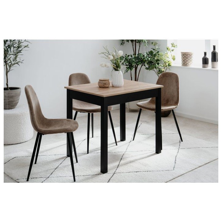 Table a Manger CAPRI - Chene Artisan & Noir - Carré - 4 personnes - 90 x 67 x 76 cm Table a Manger CAPRI - Chene Artisan & Noir - Carré - 4 personnes - 90 x 67 x 76 cm