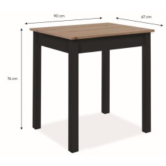 Table a Manger CAPRI - Chene Artisan & Noir - Carré - 4 personnes - 9