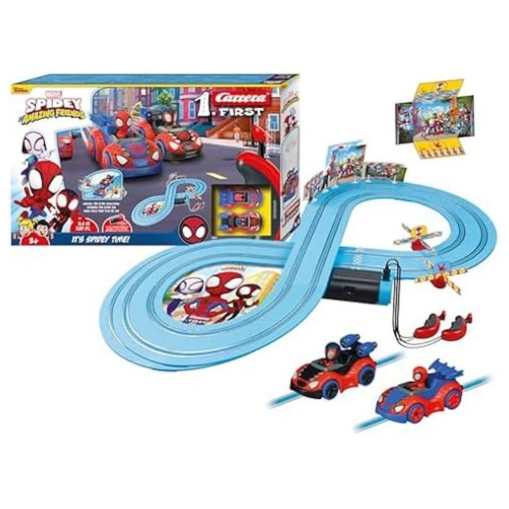 Circuit de course Spidey - It's Spidey Time!, Longueur 2,4 m, Echelle des voitures 1/50, Carrera First, Des 3 ans Circuit de course Spidey - It's Spidey Time!, Longueur 2,4 m, Echelle des voitures 1/50, Carrera First, Des 3 ans