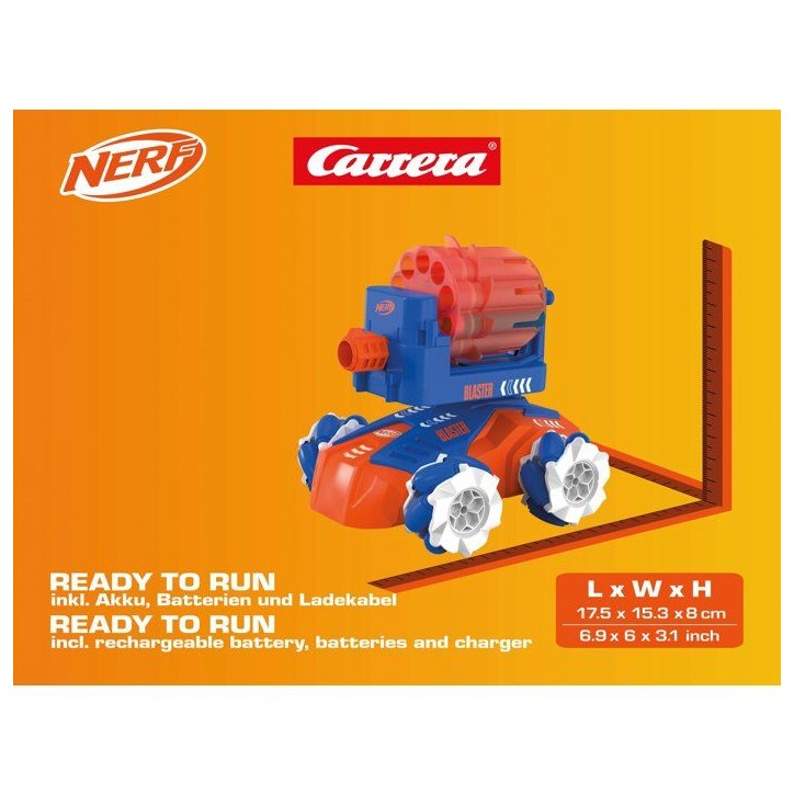 Voiture radiocommandée - CARRERA RC - Nerf RC - Nerf Blasting Car - 7 km/h - Fleches et cibles - Des 6 ans Voiture radiocommandée - CARRERA RC - Nerf RC - Nerf Blasting Car - 7 km/h - Fleches et cibles - Des 6 ans