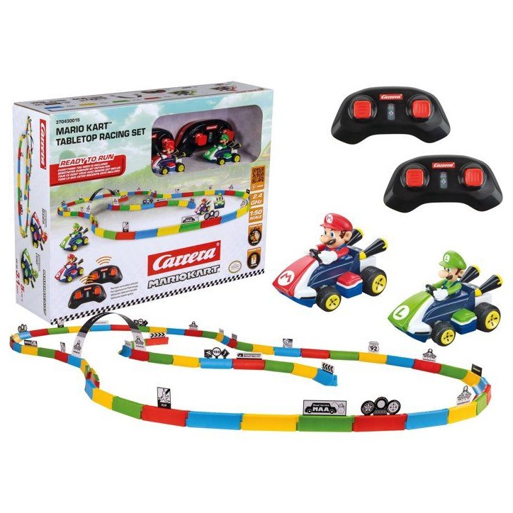 Set de 2 karts radiocommandés - CARRERA RC - Mario™ Kart Tabletop - Mario et Luigi - Circuit a construire - Des 6 ans Set de 2 karts radiocommandés - CARRERA RC - Mario™ Kart Tabletop - Mario et Luigi - Circuit a construire - Des 6 ans