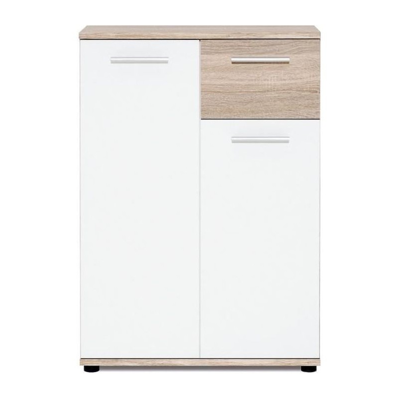 JACKY Meuble de rangement Petit Buffet - Blanc mat et décor chene Son JACKY Meuble de rangement Petit Buffet - Blanc mat et décor chene Son