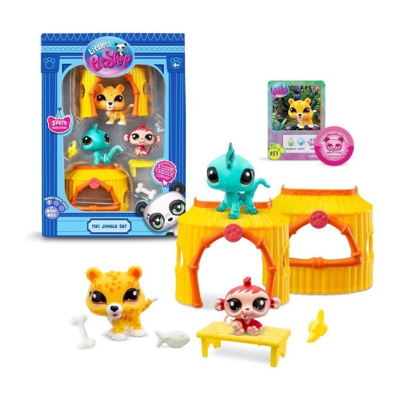 BANDAI - Littlest Pet Shop - Pack Tiki Jungle - 3 animaux et accessoir BANDAI - Littlest Pet Shop - Pack Tiki Jungle - 3 animaux et accessoir