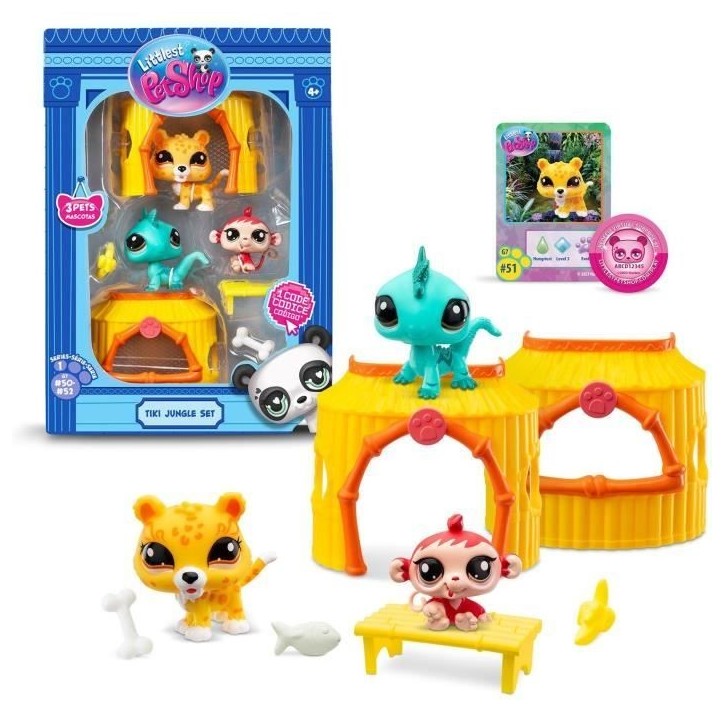 BANDAI - Littlest Pet Shop - Pack Tiki Jungle - 3 animaux et accessoires - BF00515 BANDAI - Littlest Pet Shop - Pack Tiki Jungle - 3 animaux et accessoires - BF00515