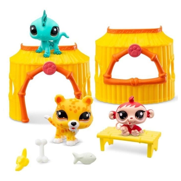 BANDAI - Littlest Pet Shop - Pack Tiki Jungle - 3 animaux et accessoires - BF00515 BANDAI - Littlest Pet Shop - Pack Tiki Jungle - 3 animaux et accessoires - BF00515