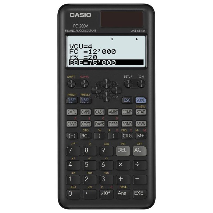 Calculatrice scientifique - Casio - FC-200V - Ecran 4 lignes - Alimentation solaire - 103 g Calculatrice scientifique - Casio - FC-200V - Ecran 4 lignes - Alimentation solaire - 103 g