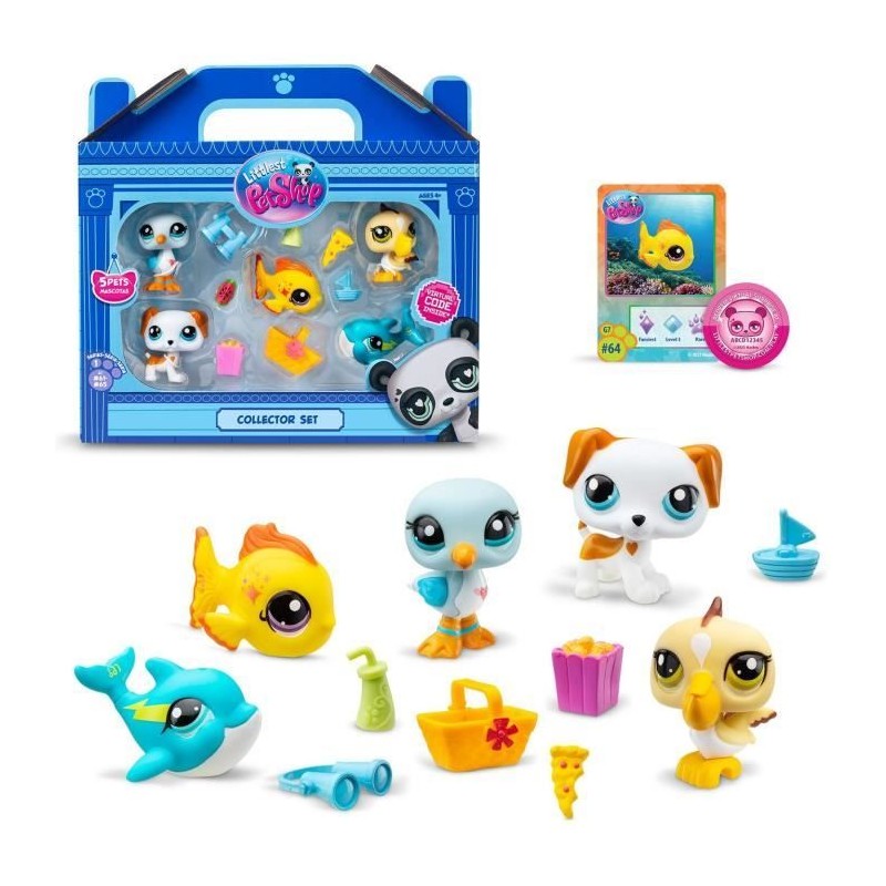 BANDAI - Littlest Pet Shop - Collector Set Theme Plage - 5 animaux et BANDAI - Littlest Pet Shop - Collector Set Theme Plage - 5 animaux et