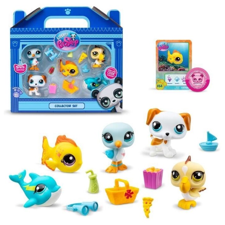 BANDAI - Littlest Pet Shop - Collector Set Theme Plage - 5 animaux et accessoires - BF00517