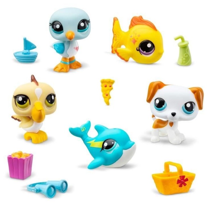 BANDAI - Littlest Pet Shop - Collector Set Theme Plage - 5 animaux et accessoires - BF00517