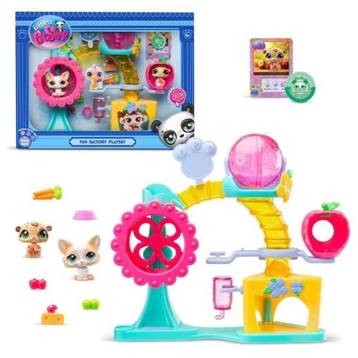 BANDAI - Littlest Pet Shop - Coffret Fun Factory - Ensemble de jeu avec 2 animaux, décor et accessoires - BF00519 BANDAI - Littlest Pet Shop - Coffret Fun Factory - Ensemble de jeu avec 2 animaux, décor et accessoires - BF00519