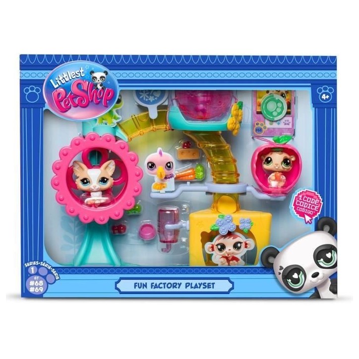 BANDAI - Littlest Pet Shop - Coffret Fun Factory - Ensemble de jeu avec 2 animaux, décor et accessoires - BF00519 BANDAI - Littlest Pet Shop - Coffret Fun Factory - Ensemble de jeu avec 2 animaux, décor et accessoires - BF00519
