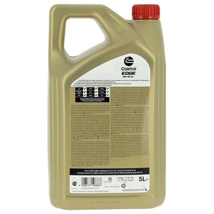 Huile moteur - CASTROL - EDGE 0W-30 LL - 5L Huile moteur - CASTROL - EDGE 0W-30 LL - 5L